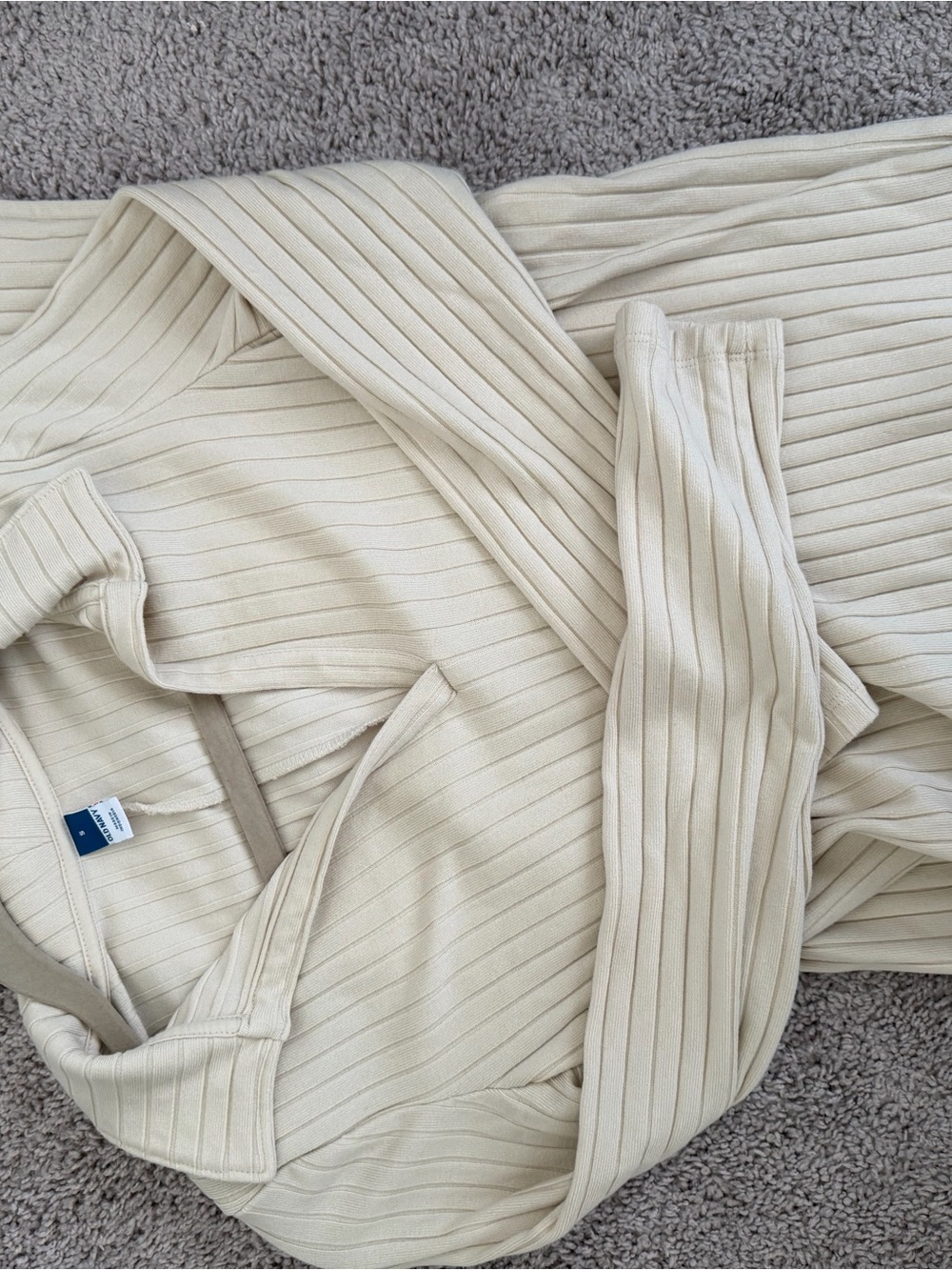 Cream Ribbed Midi Dress - Picture 4 of 4